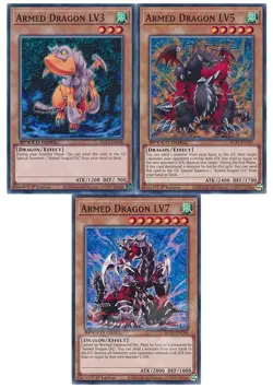 Yugioh - Armed Dragon LV3 LV5 LV7 - 3 Cards Set NM - Plus Free Holo Card - Image 1