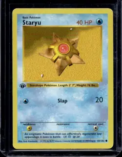 Staryu 65/102 1st Edition Shadowless Base Set Pokemon Card TCG WOTC 1999 - Image 1