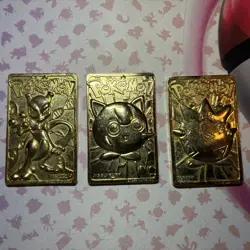 🔥 Pokemon 23K Gold-Plated 1999 Burger King Trading Cards, Set of 3 Mewtwo 🔥 - Image 1