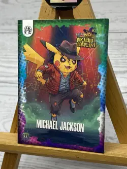 Pikachu as Cosplay Michael Jackson Non- Pokemon Pop Culture Fan Art Trading Card - Image 4