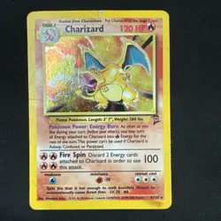 Pokemon TCG Charizard 1996 Halo Base Set 2 Holo #4 Condition Vintage Card DMG - Image 1