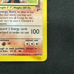 Pokemon TCG Charizard 1996 Halo Base Set 2 Holo #4 Condition Vintage Card DMG - Image 4