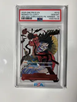 PSA 10 Gem Mint Luffy 3rd Anniversary Winner Promo ST01-012 English One Piece - Image 1