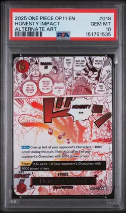 2025 One Piece TCG OP11-018 Manga Event (R) Honesty Impact Alternate Art PSA 10 - Image 1