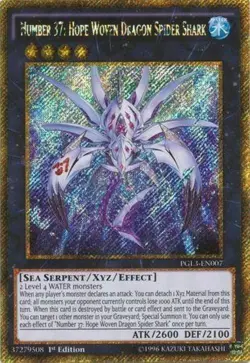 Number 37: Hope Woven Dragon Spider Shark PGL3-EN007 Gold Secret Rare 1st Ed LP - Image 1