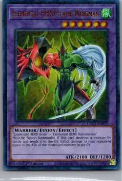 Elemental HERO Flame Wingman (Duel Terminal) HAC1-EN019 Yu-Gi-Oh 1st Edition LP - Image 1