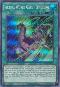 Yu-Gi-Oh Card - OP16-EN011 - VIRTUAL WORLD GATE - QINGLONG (super rare) NM/Mint - Image 1