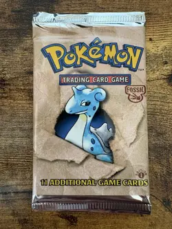 Pokemon TCG Fossil 1st Edition Booster Pack Lapras Art 1 Pack 11 Cards English - Image 2