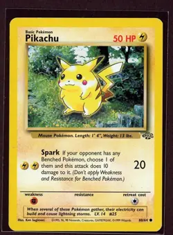 Pikachu Non-Holo 1999 WOTC Pokemon Card 60/64 Jungle Set Heavily played - Image 1