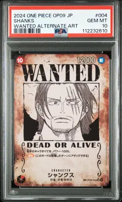 PSA 10 Shanks OP09-004 SP Wanted Poster Emperors in the New World ONE PIECE Card - Image 1