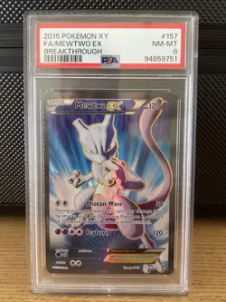 2015 POKEMON XY BREAKTHROUGH MEWTWO EX #157 FULL ART VINTAGE RARE PSA 8 NM HOLO - Image 1