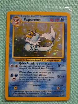 Pokemon TCG Vaporeon Holo Rare Card Jungle, 12/64, Lightly Played - Image 1