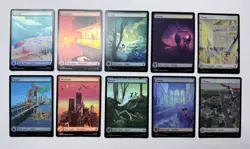 Full Art Basic Land Cards Set Of 10 Foil Marvel Super Heroes Magic The Gathering - Image 1