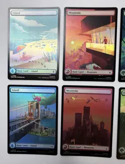 Full Art Basic Land Cards Set Of 10 Foil Marvel Super Heroes Magic The Gathering - Image 2