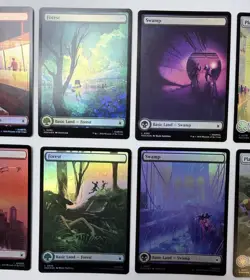 Full Art Basic Land Cards Set Of 10 Foil Marvel Super Heroes Magic The Gathering - Image 3