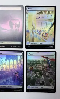 Full Art Basic Land Cards Set Of 10 Foil Marvel Super Heroes Magic The Gathering - Image 4