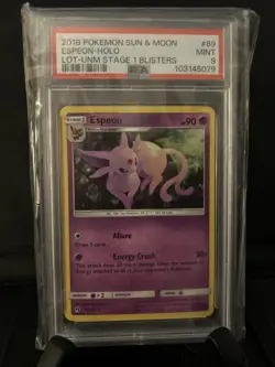 Pokemon Espeon Cosmos Holo 89/214 S&M Lost Thunder Blister Promo PSA 9 - Image 1