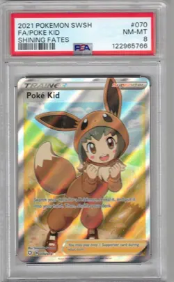 2021 POKEMON SWSH #070 POKE KID SHINING FATES FULL ART RARE PSA 8 NEW SLAB!! - Image 1