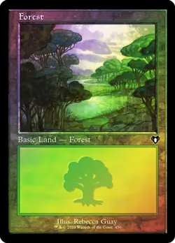 Magic The Gathering MTG FOREST (450) RETRO FRAME FOIL Commander Masters NM - Image 1
