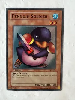 YUGIOH PENGUIN SOLDIER SDJ-022 1ST EDITION HOLO NEVER PLAYED NM ACT PICS - Image 3