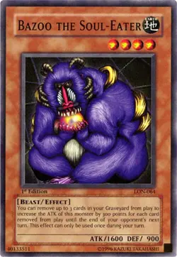 YuGiOh - Bazoo the Soul-Eater 1st Edition [LON - LON-064] - NM/Super Rare - Image 1