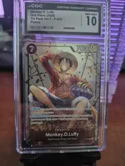 2026 One Piece Promo P-075 Tin Pack Vol.2 Monkey D Luffy CGC 10 GEM MINT - Image 1