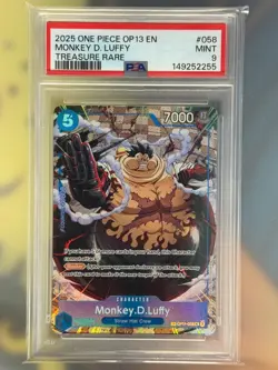 ONE PIECE OP13- 058 CARRYING ON HIS WILL TREASURE RARE MONKEY D. LUFFY PSA 9 - Image 1
