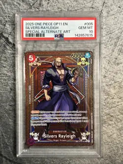 PSA 10 2025 One Piece OP11 English Special Alternate Art #005 Silvers Rayleigh - Image 1