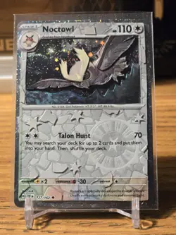 Noctowl 127/162 3D Handmade Pokemon Card Art Cosmo Holo Scarlet & Violet Promo - Image 1
