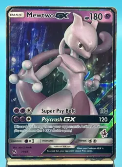 Pokemon Mewtwo GX TCG Full Art Ultra Rare Holo Card 31/68 Hidden Fates LP+ - Image 1