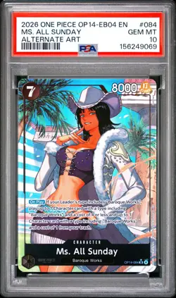 PSA 10 2026 ONE PIECE OP14 EB04 THE AZURE SEA'S SEVEN 084 MS. ALL SUNDAY ALT ART - Image 1