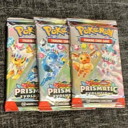 Pokemon TCG Scarlet & Violet Prismatic Evolutions Booster Pack Inspired 3 Packs - Image 1