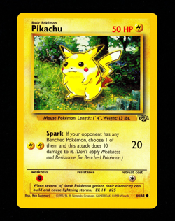 1999 Pokemon PIKACHU Jungle Set OC ERROR Miscut Non Holo Card 60/64 WotC - MINT - Image 1