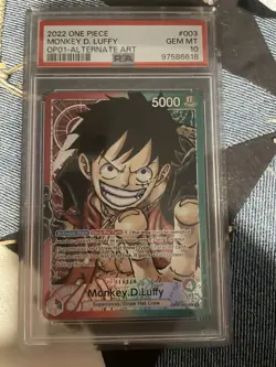 Luffy Alt Art Leader Op1 PSA 10 Mint First Wave One Piece Card English - Image 1