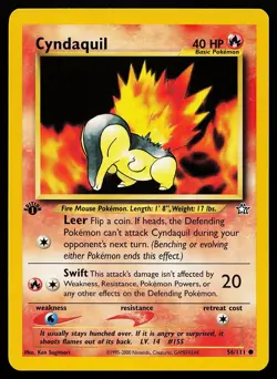 Cyndaquil 56/111 1st Edition Common Neo Genesis Pokemon Card - Image 1
