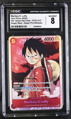 Monkey D. Luffy ST01-012 Super Pre-Release One Piece CGC 8 Nm/Mint - Image 1