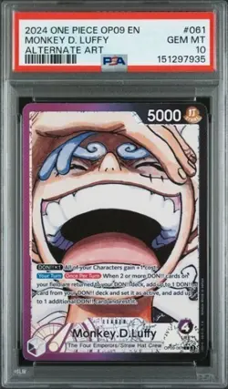 One Piece Monkey.D.Luffy OP09-061 Alternative Art Leader English PSA 10 - Image 1