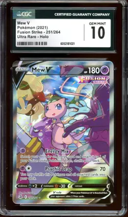 CGC 10 GEM MINT Mew V Alternate Art 251/264 Fusion Strike 2021 Pokemon Card - Image 1