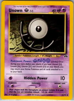 Unown [U] 51/75 Non Holo Neo Discovery - Pokemon Card - NM - Image 1