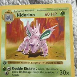 Pokemon Nidorino TCG Base Set Uncommon Card 37/102 1st Edition Shadowless - Image 3