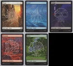 MTG (5) Foil Full Art Basic Land Set - Spider Web Lands - Spider-Man (SPM) - Image 1