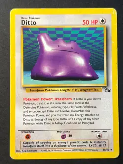 Ditto 18/62 Fossil Rare - WOTC Pokemon Card MP - Image 1