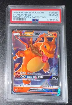 PSA 10 GEM Charizard GX 2019 POKEMON SM BLACK STAR PROMO SM211 Hidden Fates Tins - Image 2