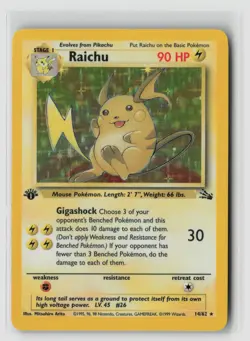 Raichu 1st Edition #14/62 Fossil Holo Rare Pokemon TCG MP+ - Image 1