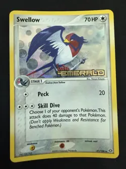 Swellow 41/106 EX Emerald Reverse Holo Stamped Pokemon 2005 - Image 1
