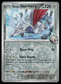 Steven's Skarmory 142/182 Common Destined Rivals Pokemon Reverse Holo Near Mint - Image 1