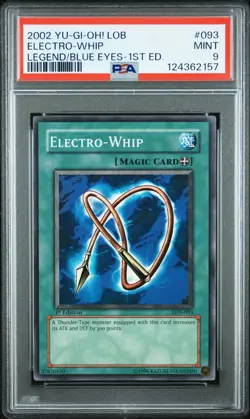 2002 YU-GI-OH! LOB-LEGEND OF BLUE EYES WHITE DRAGON 1ST ED ELECTRO-WHIP PSA 9 - Image 1