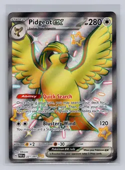 Pidgeot ex 221/091 Shiny Ultra Rare Paldean Fates Pokemon Holo Near Mint - Image 1
