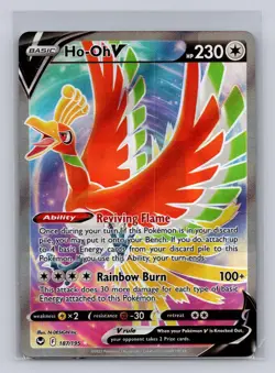 Ho-Oh V 187/195 Ultra Rare Silver Tempest Pokemon Holo Lightly Played - Image 1
