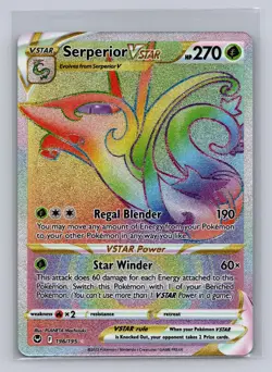 Serperior VSTAR 196/195 Rainbow Rare Silver Tempest Pokemon Holo Near Mint - Image 1